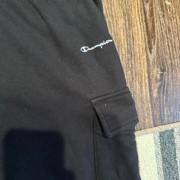Champion Y2K Baggy Grunge Side Pockets Black Sweatpants Sz.M - Picture 3 of 7